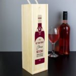 Personalised Any Message Red Bottle Design Wooden Wine Bottle Gift Box - Image 4