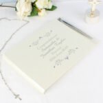 Personalised Any Message Sentiments Leaf Design Hardback Guest Book & Pen