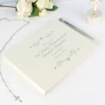 Personalised Any Message Sentiments Leaf Design Hardback Guest Book & Pen - Image 2