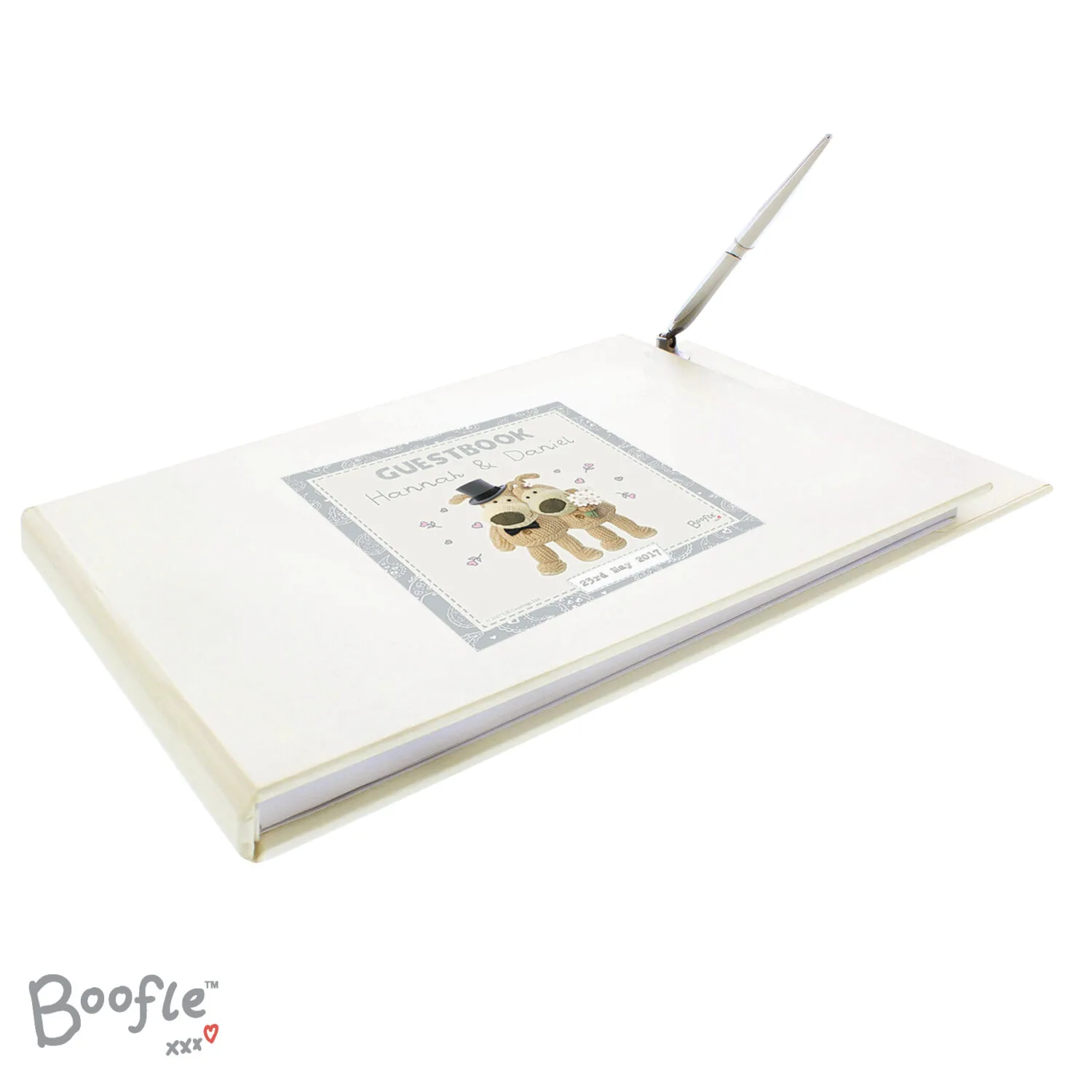 Personalised Boofle Wedding Hardback Guest Book & Pen - Image 5