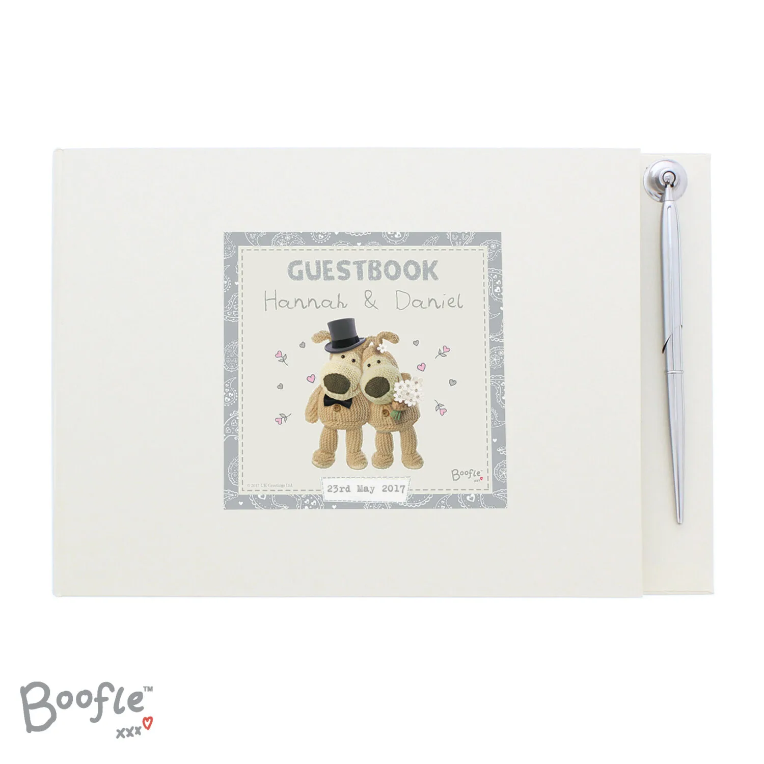 Personalised Boofle Wedding Hardback Guest Book & Pen - Image 6