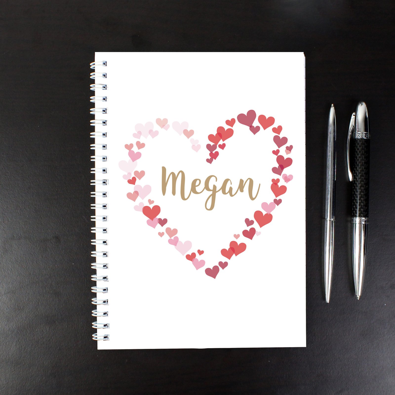 P0712A42 Personalised Confetti Hearts Design A5 Notebook Personalised Confetti Hearts Design A5 Notebook - Image 1