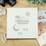 Personalised New Baby Moon & Stars Design Square Photo Album