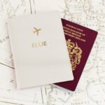 Personalised Gold Name Cream Leather Passport Holder