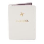 Personalised Gold Name Cream Leather Passport Holder - Image 4