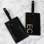 Personalised Gold Initials Black Leather Luggage Tag - Image 2