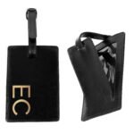 Personalised Gold Initials Black Leather Luggage Tag - Image 4