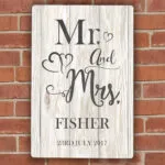 Personalised 'Mr And Mrs' Hearts Design Aluminium Sign