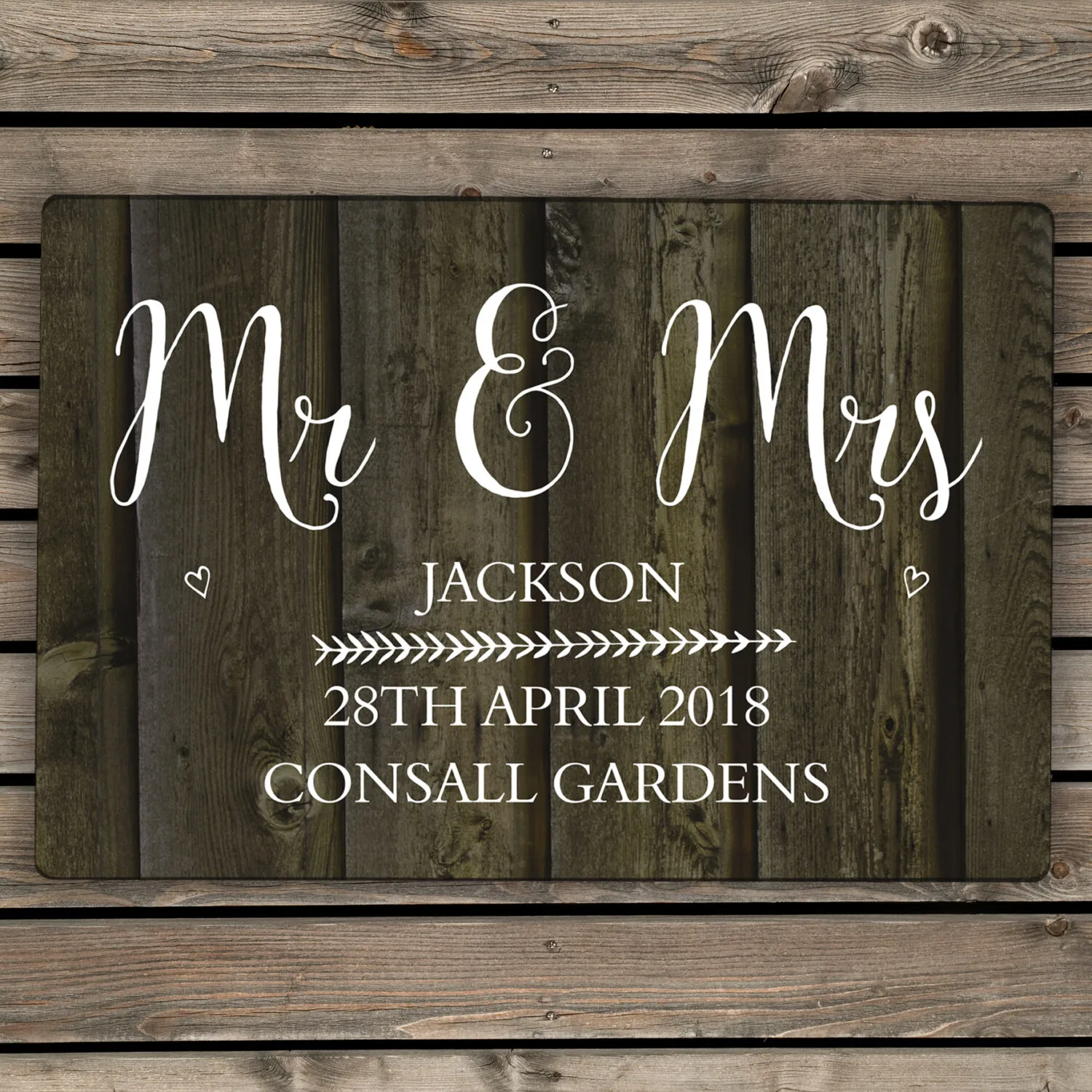 Personalised Any Message Walnut Wood Grain Design Aluminium Sign - Image 3