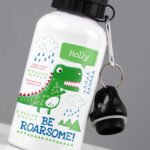Personalised Children's Dinosaur 'Be Roarsome!' Aluminium Drinks Bottle - Image 2