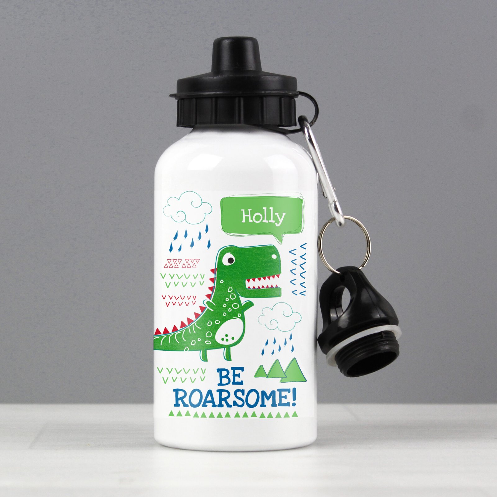 P0804A12 Personalised Children's Dinosaur 'Be Roarsome!' Aluminium Drinks Bottle Personalised Children's Dinosaur 'Be Roarsome!' Aluminium Drinks Bottle - Image 1