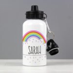 Personalised Children's Rainbow & Hearts Design Aluminium Drinks Bottle