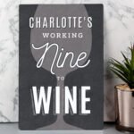 Personalised 'Working Nine To Wine' Aluminium Sign - Image 2