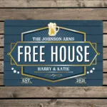 Personalised 'Free House' Blue Aluminium Sign
