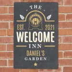 Personalised 'The Welcome Inn' Aluminium Sign
