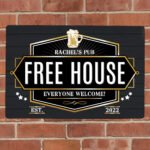 Personalised ‘Free House’ Black Aluminium Sign - Image 2