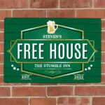 Personalised ‘Free House’ Green Aluminium Sign - Image 2