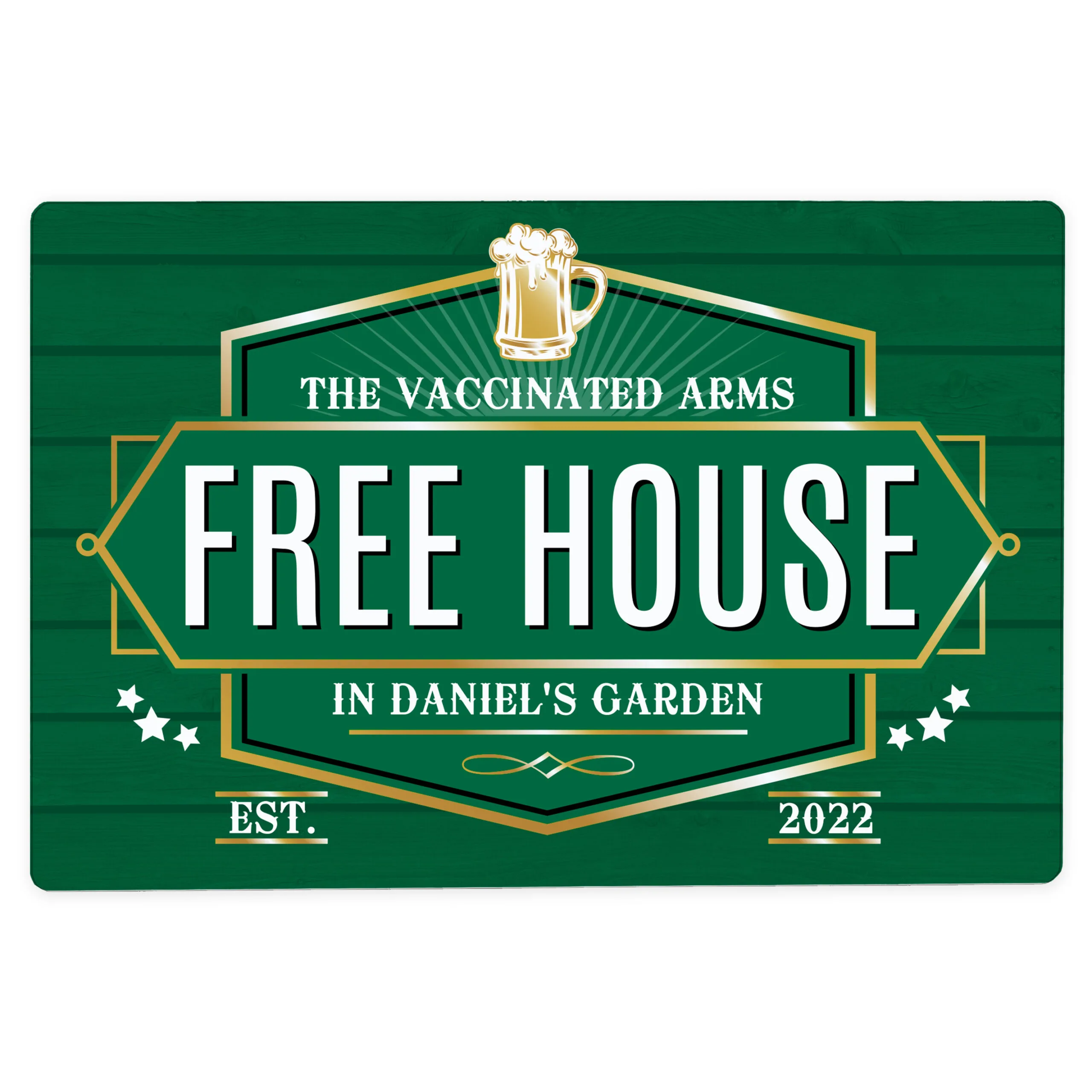 Personalised ‘Free House’ Green Aluminium Sign - Image 3