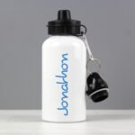 Personalised Children's Blue Name Aluminium Drinks Bottle