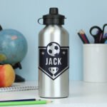 Personalised Football Shield Design Silver Aluminium Drinks Bottle - Image 4