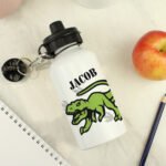Personalised Children's Dinosaur Motif White Aluminium Drinks Bottle - Image 2