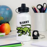 Personalised Children's Dinosaur Motif White Aluminium Drinks Bottle - Image 3