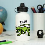 Personalised Children's Dinosaur Motif White Aluminium Drinks Bottle - Image 4