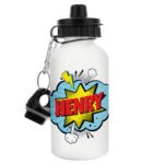 Personalised Children's Superhero Design White Aluminium Drinks Bottle - Image 5
