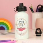 Personalised Children's Princess Ballerina Design White Aluminium Drinks Bottle - Image 3
