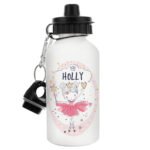 Personalised Children's Princess Ballerina Design White Aluminium Drinks Bottle - Image 5