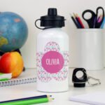 Personalised Children's Flower Design White Aluminium Drinks Bottle - Image 4