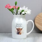 Personalised Any Message Highland Cow Design Ceramic Flower Jug Vase - Image 3