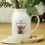 Personalised Any Message Highland Cow Design Ceramic Flower Jug Vase - Image 4