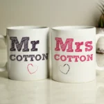 Personalised 'Mr & Mrs' Sketch Design Ceramic Mug Set