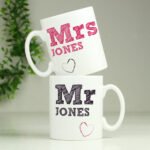 Personalised 'Mr & Mrs' Sketch Design Ceramic Mug Set - Image 3