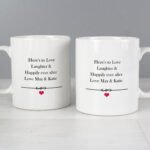 Personalised 'Mr & Mrs' Hearts Motif Ceramic Mug Set - Image 2