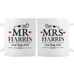 Personalised 'Mr & Mrs' Hearts Motif Ceramic Mug Set - Image 3