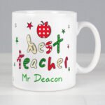 Personalised 'Best Teacher' Apple & Stars Design Ceramic Mug