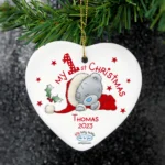 Personalised Me to You 'My 1st Christmas' Hanging Ceramic Heart Decoration