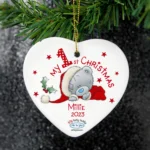 Personalised Me to You 'My 1st Christmas' Hanging Ceramic Heart Decoration - Image 2