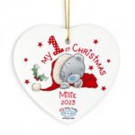 Personalised Me to You 'My 1st Christmas' Hanging Ceramic Heart Decoration - Image 3