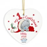 Personalised Me to You 'My 1st Christmas' Hanging Ceramic Heart Decoration - Image 3