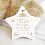 Personalised 'Twinkle Twinkle Little Star' Hanging Ceramic Star Decoration