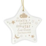 Personalised 'Twinkle Twinkle Little Star' Hanging Ceramic Star Decoration - Image 2