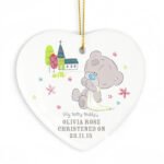 Personalised Tiny Tatty Teddy Church Motif Hanging Ceramic Heart Decoration - Image 4