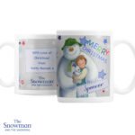 Personalised The Snowman and the Snowdog 'Merry Christmas' Blue Ceramic Mug - Image 6