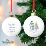 Personalised The Snowman and the Snowdog Friends Ceramic Christmas Bauble - Image 2