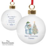 Personalised The Snowman and the Snowdog Friends Ceramic Christmas Bauble - Image 4