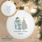 Personalised The Snowman and the Snowdog Friends Ceramic Christmas Bauble - Image 2