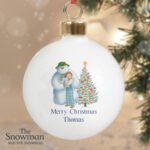 Personalised The Snowman and the Snowdog Friends Ceramic Christmas Bauble - Image 4